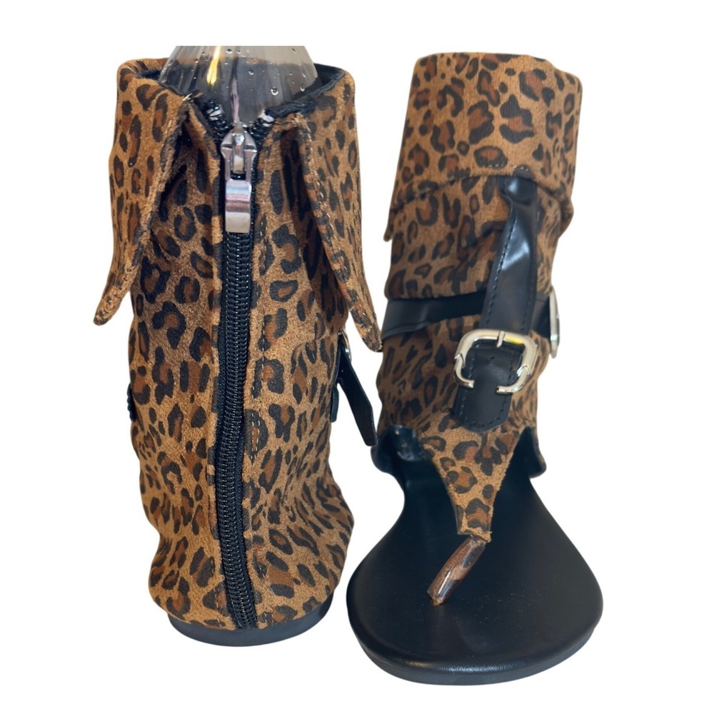553 | NIB Leopard Print Gladiator Sandals Womens Size 10 Boho Ankle Cuff - Picture 7 of 7